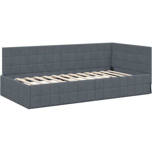  Kutni krevetni okvir s madracem s uzglavljem 2 pcs Siva Bar&amp;scaron;un - Tamno siva 100 x 200 cm Slike