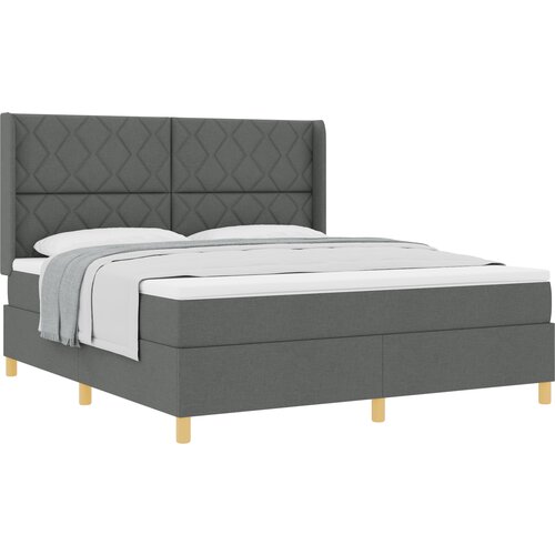 vidaXL Postelja s vzmetnico Temno siva 180x200 cm Tkanina, (22050304) Cene