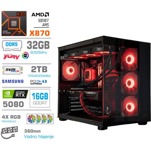 MEGA Računalnik MT S5 R7-7800X3D/RTX5080/32GB-DDR5/2TB-4.0/1050W/Brez OS/črna RGB + Estetski napajalni kabli [Rdeča / Črna], (5000130852) Cene