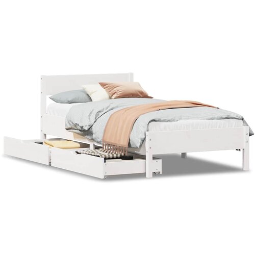 Maison Chic Postelja za odrasle - Posteljni Okvir brez vzmetnice bel 75x190 cm trdna borovina, (22082377) Slike