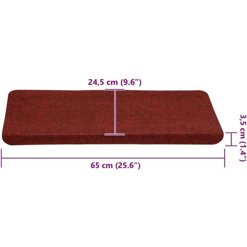 VidaXL Samoljepljivi otirači za stepenice 30 kom crveni 65x24,5x3,5 cm Slike