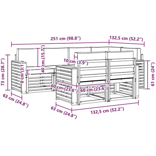  Set vanjskih sofa 7 pcs Bijela i bež 251 x 132,5 x 73 cm Slike