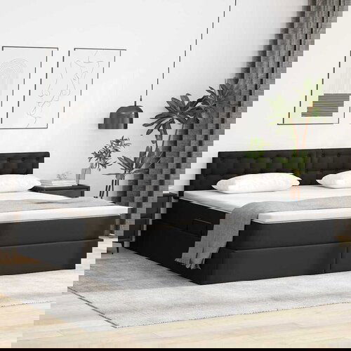 vidaXL Krevet S LED lampica s uzglavljem Crna 180 x 200 cm PVC Cijene