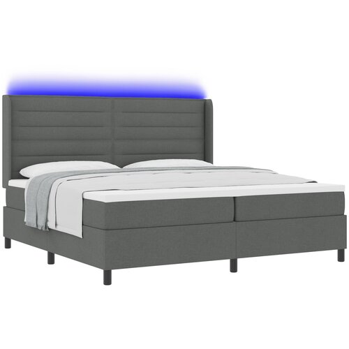 vidaXL Box Spring Krevet s Madracem & LED Tamno Siva 200x200 cm Tkanina Cene