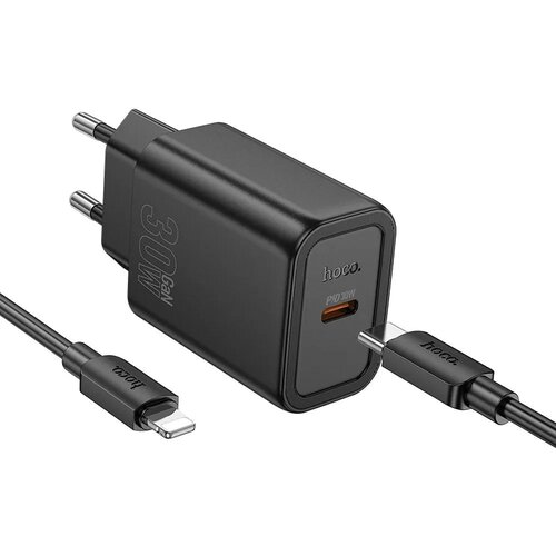 Hoco. Type-C zidni punjač + Type-C kabel za Lightning PD QC 30W N62 crni Slike