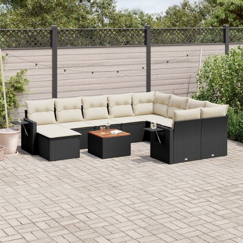  11-dijelni set vrtnih sofa od poliratana s jastucima crni Cijene