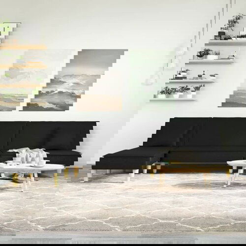 VidaXL Raztegljiv kavč L oblike črn 255x140x70 cm tkanina Slike