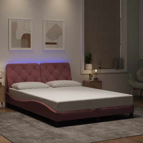 Furnova Posteljni okvir z LED lučkami roza 140x190 cm žamet, (21939948) Slike