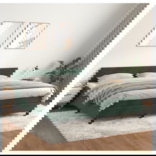 VidaXL Box spring postelja z vzmetnico temno zelena 160x200 Slike