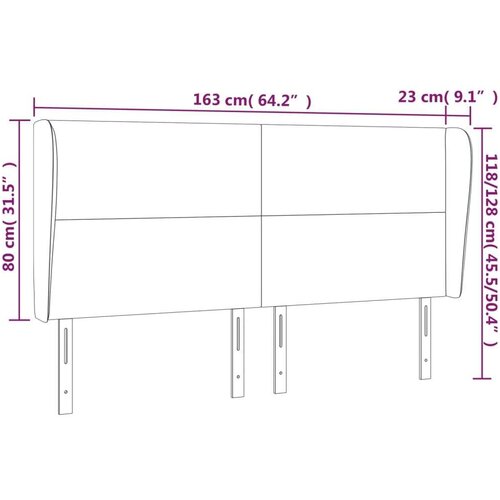 vidaXL Uzglavlje s ušima tamnosivi 163x23x118/128 cm od tkanine Cijene