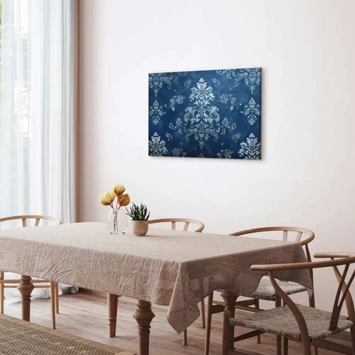  Slika - Retro Ornament Decorative Motif in Worn Blues 90x60 Premium Print Slike