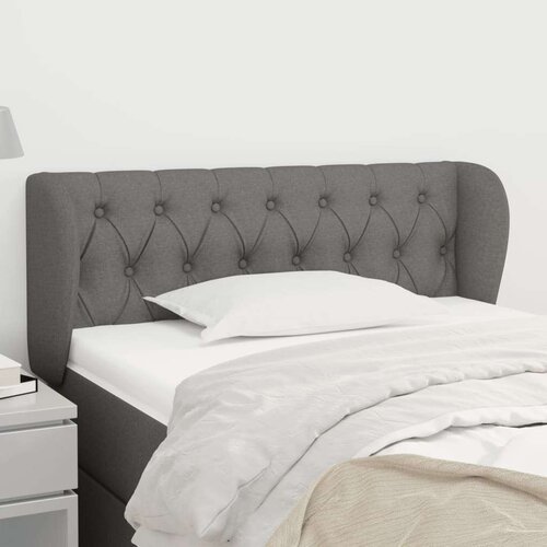  Vzglavje z u&amp;scaron;esi temno sivo 103x23x78/88 cm blago, (20737970) Slike