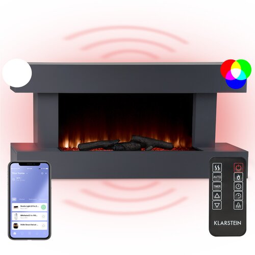 Klarstein Studio Light & Fire 1 Smart, kamin, 1000/2000W, MDF, WiFi Control - Cene