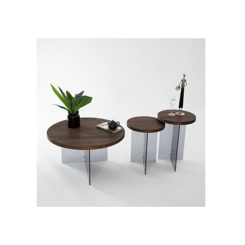 Hanah home set stolova serenity 2 walnut dark grey Slike