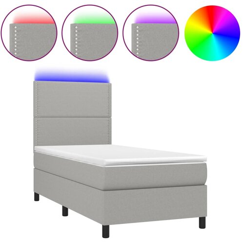 Maison Chic Box spring postelja - Vzmetna postelja z vzmetnico LED svetlo siva 90x190 cm blago SL9509, (21903284) Slike