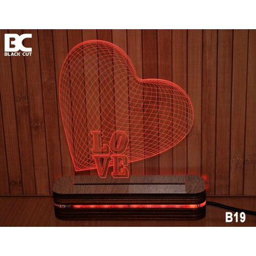 Black Cut 3D lampa jednobojna - love ( B19 ) Slike