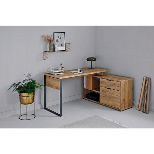 Livetastic KOTNA PISALNA MIZA kovina, leseni material antracit, barve hrasta Slike
