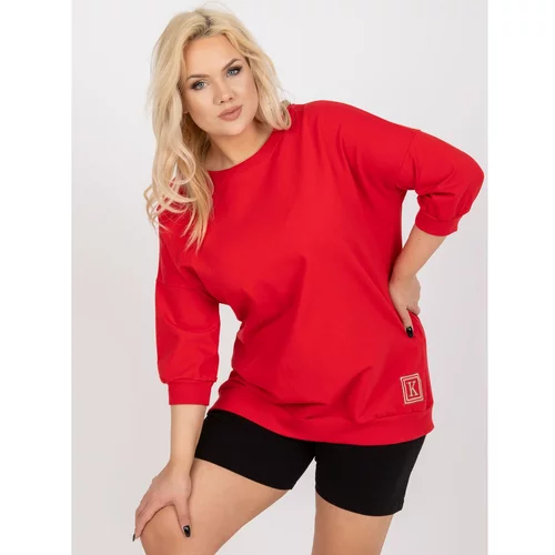 Fashion Hunters Red plus size blouse in a loose cut Odile