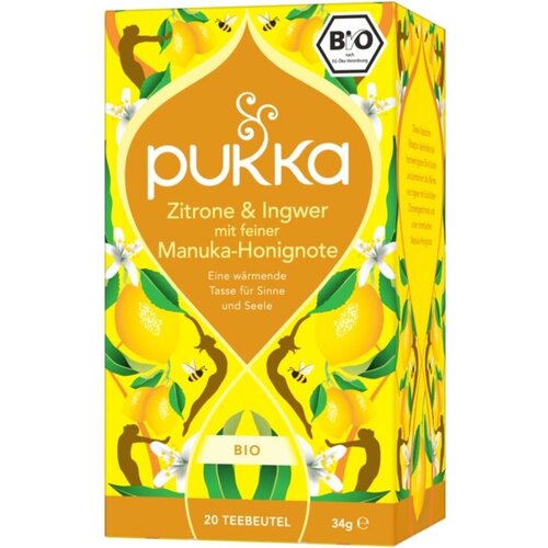 Pukka Bio zeli&amp;scaron;čni čaj - Limona, ingver in manuka med - 20 čajnih vrečk Slike