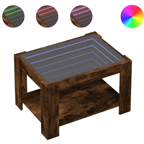 Maison Chic Klubska mizica - kavna mizica - Nizka mizica LED dimljeni hrast 73x53x45 cm inženirski les, (21755423) Slike