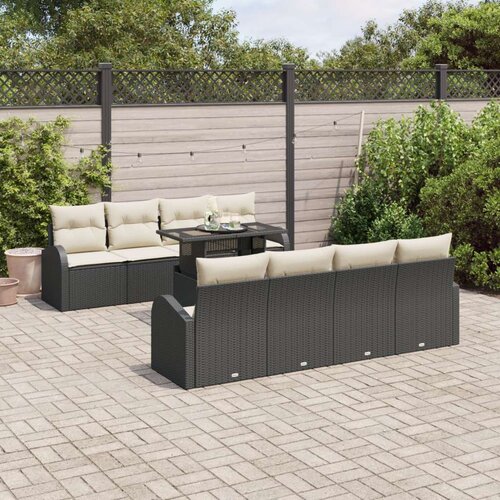 9 Komada Vrtni Sofa Set sa Jastučićima Crni Poli Ratan Slike