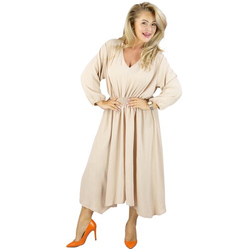 Pri ADELE midi dress with elastic waist and v-neckline Cene