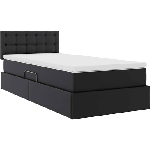  Krevet s prostorom za pohranu s LED-om Crna 90 x 190 cm Slike