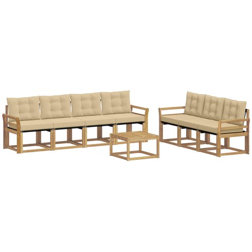 vidaXL Zunanja garnitura za sedenje z blazino 8 pcs Bela in bež, (5000279479) Cene