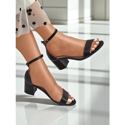 Resti Kallistia women&amp;#039;s heeled sandals made of ecological leather, black 6 cm Slike