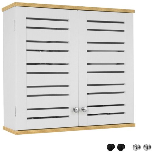 SoBuy stenska omarica z vrati z letvami v beli barvi v kmečkem slogu, (20814743) Slike
