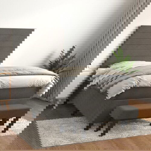  The Living Store Box spring postelja z vzmetnico temno siv 90x190 cm žamet - Box Spring Postelja, (21492054) Slike