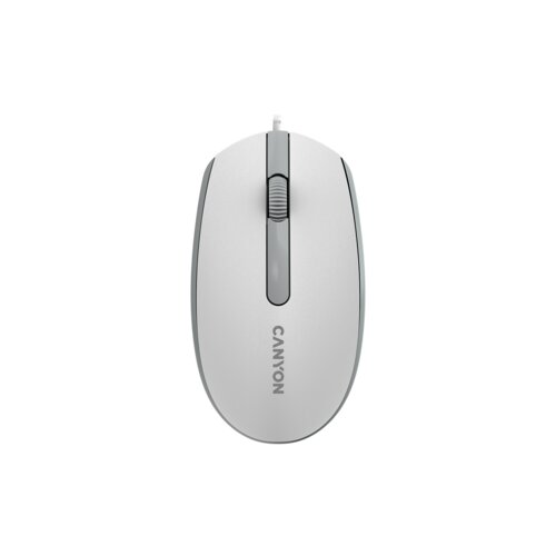 Canyon wired optical mouse with 3 buttons, dpi 1000, with 1.5M usb cable,white grey, 65*115*40mm, 0.1kg Slike