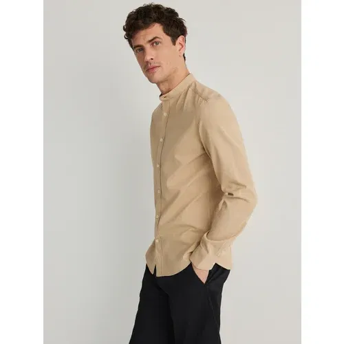 Reserved - Super slim fit košulja s uspravnim ovratnikom - boja kave