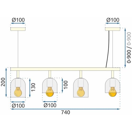 Toolight viseća svjetiljka APP1031-4CP black Slike