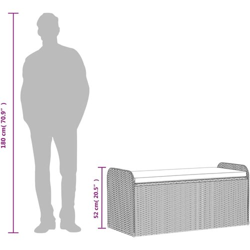  Klupa za pohranu s jastukom siva 115 x 51 x 52 cm od poliratana Slike