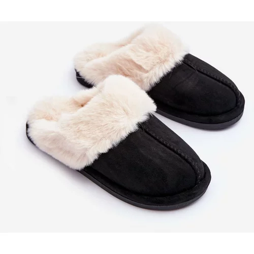 Kesi Women's flip-flops with fur Black Pinky