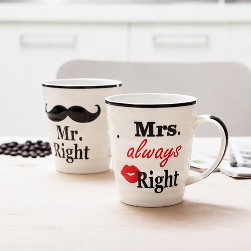  Skodelice Mr. Right in Mrs. always right I - napaka na skodelici Mrs Slike