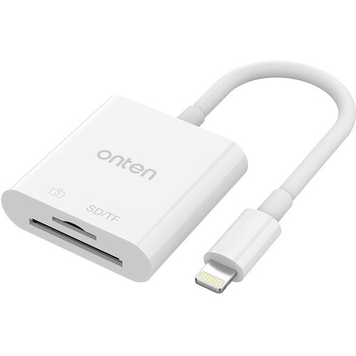 Onten Adapter čitač kartica OTN-CR202, Lightning na SD/TF, Beli Slike