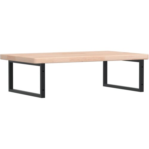  Zidna polica za umivaonik od čelika i masivne hrastovine Smeđa 100 x 60 x 4 cm Slike