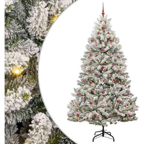 VidaXL Umjetno božićno drvce Zelena i bijela 240 cm PVC i metal Slike