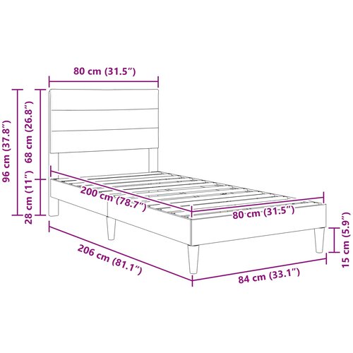  Krevetna konstrukcija s uzglavljem Crna 80 x 200 cm Tkanina Slike