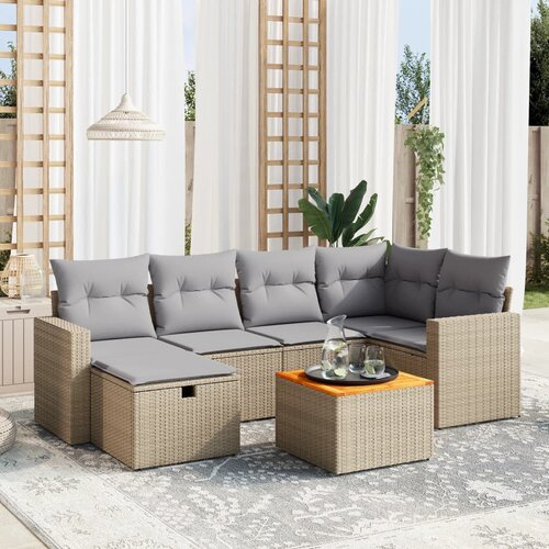  7-dijelni set vrtnih sofa s jastucima bež od poliratana Cijene