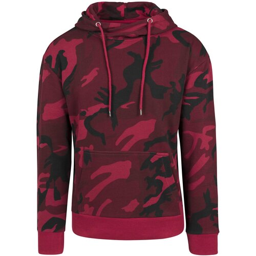 Urban Classics High Neck Camo Hoody Burgundy Camouflage Slike