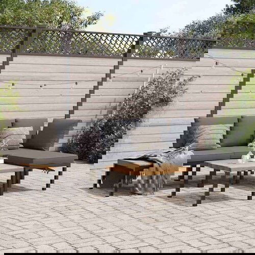  4-dijelni set vrtnih sofa s jastucima crni aluminijski Slike