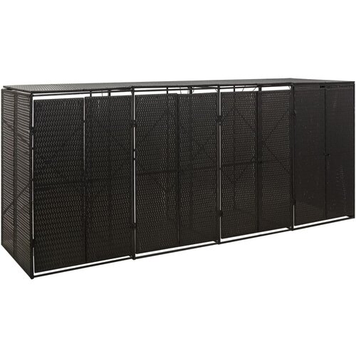 vidaXL lopa za štiri smetnjake črna 274x80x117 cm poli ratan Cene
