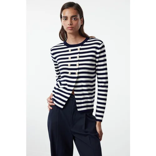 Trendyol Navy Blue Striped Knitted Sweater