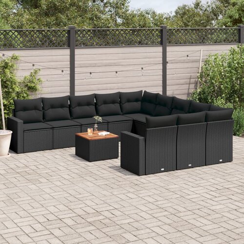  12-dijelni set vrtnih sofa od poliratana s jastucima crni Cene