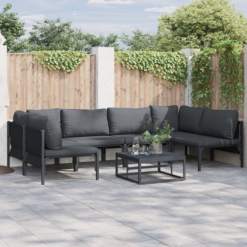 vidaXL Vrtna sedežna garnitura 6 pcs Antracitna Jeklo Cene