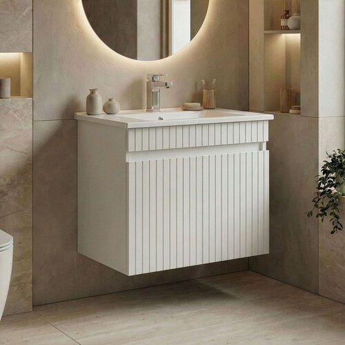 Hanah home Tivoli 65 - 664 Matte White Bathroom Cabinet With Sink Cene