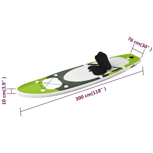 VidaXL Napihljiva SUP deska zelene barve 300x76x10 cm Slike